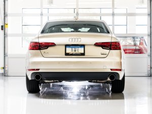 Audi A4 Performance Exhaust - Rear - AWE Tuning - Cat-Back Touring Dual Outlet - Chrome Silver - `17-`27